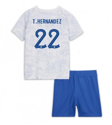 Lacne Dětský Futbalové dres Francúzsko Theo Hernandez #22 MS 2022 Krátky Rukáv - Preč (+ trenírky)